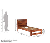 MoonWooden Sheesham Wood Single Size Bed Without Storage for Bedroom Living Room Home Wooden Palang for Hotel (Brown Finish)